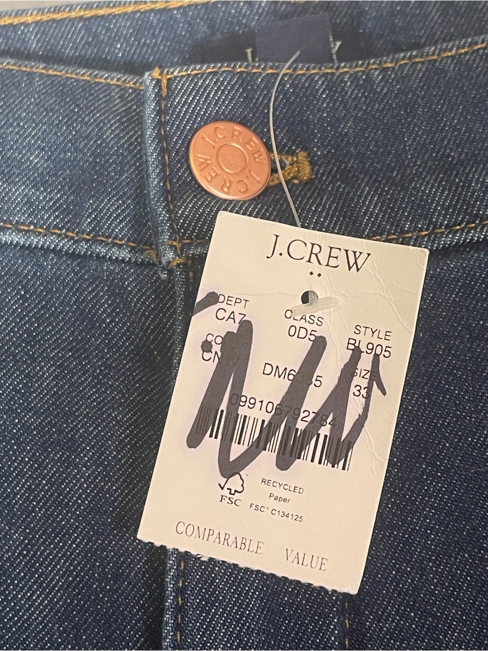 J Crew Fac NWT Denim Trouser Jeans Size 33 Wide Leg High Rise Jeans - Picture 7 of 14